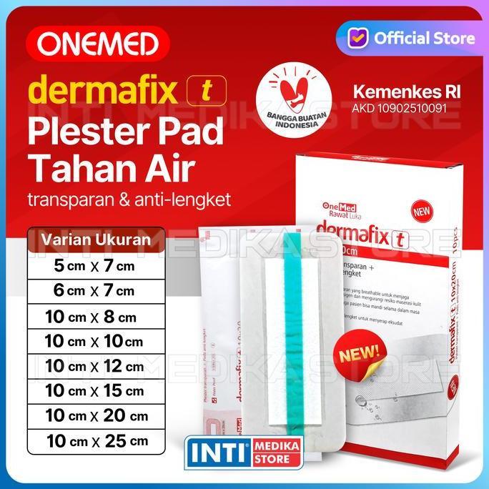 New- Onemed - Plester Luka Besar Dermafix T Anti Air | Plester Transparan Dengan Pad Anti Lengket P3