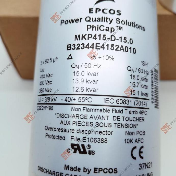 Sale Capasitor Kapasitor Ac 10 / 15 / 20 / 25  Kvar / Epcos Mkp 415