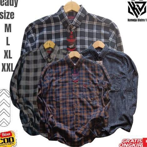 kemeja cowok keren flanel lengan panjang Bisa dipakai pria wanita uni baju flanel pria Distro Casual