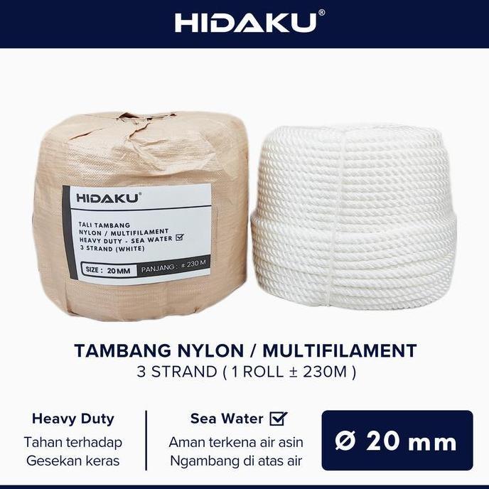 HIDAKU tali tambang nylon 20mm ROLL / tambang nilon 20mm / ROLL