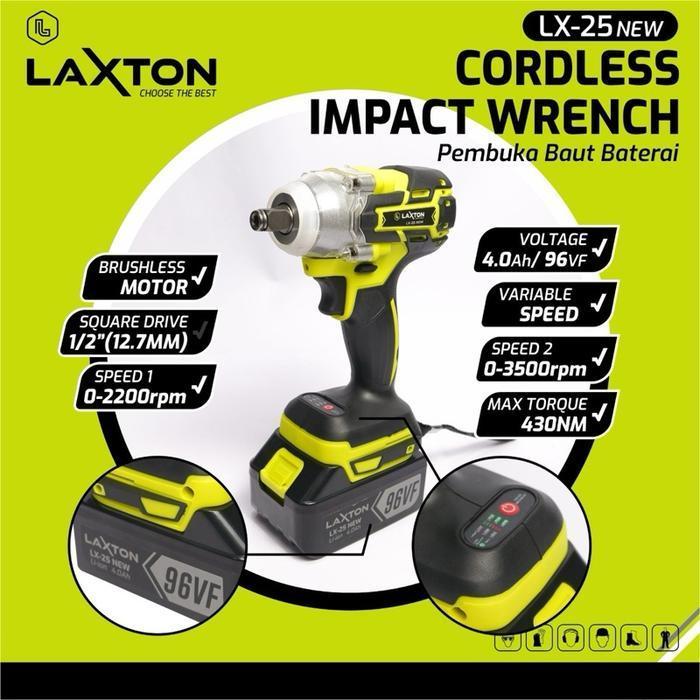 Laxton LX25 mesin pembuka baut ban impact wrench cordless baterai heavy duty mesin bor