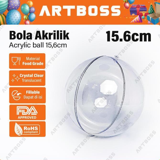 ARTBOSS 15cm Bola akrilik transparan Acrylic transparent ball bola natal bening fillable clear