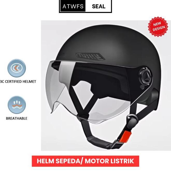Helm Sepeda Listrik Motor Elektrik Skuter Retro Vintage Pria Wanita Dewasa All Size Abs Eps Visor