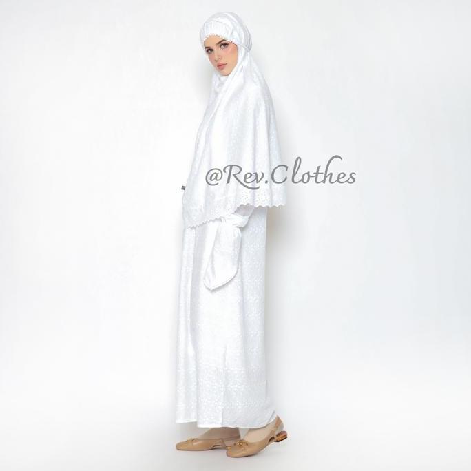 Gamis Umroh Wanita Set Lengkap Baju Ihram Wanita Full Bordir Baju Muslim Wanita Bergo Syari