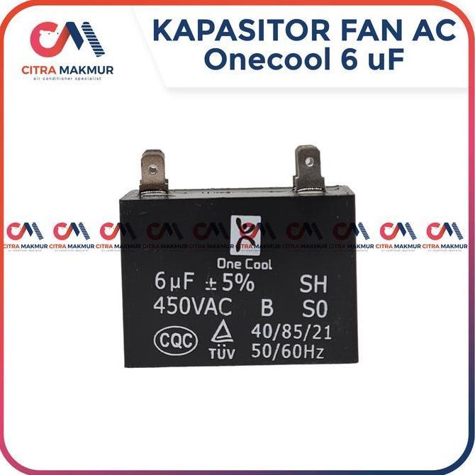 Kapasitor Fan AC 6 uf Kaki 4 mikro Kipas angin Dinamo Blower Outdoor Mesin kotak 2,5 pk merk Onecool
