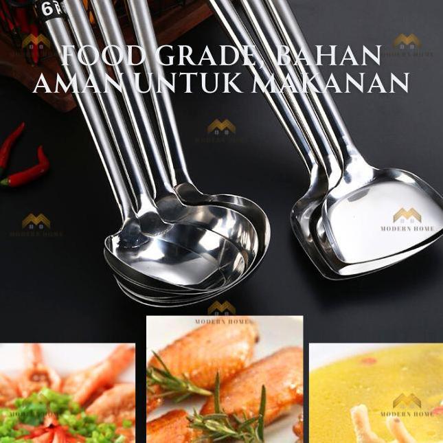 BIG PROMO Spatula Stainless Steel Super Jumbo Sotel Alat Masak Serbaguna Gagang Kayu Irus Serbaguna 