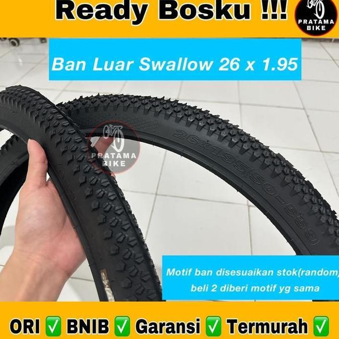 Promo Ban Luar Sepeda MTB GUNUNG Ukuran 26 x 1.95 Swallow Hitam Murah 26x195 26 x 195 26x1.95 Murah 