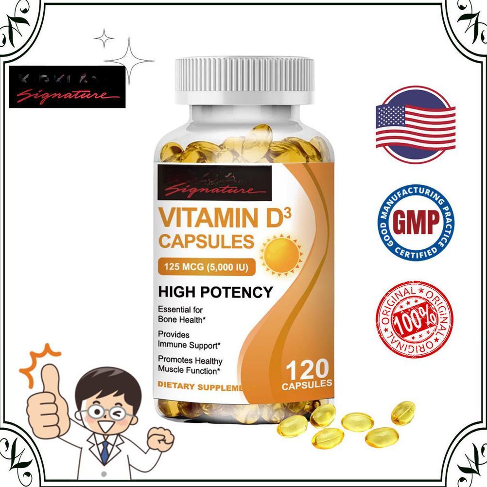 Ready KIRKLAND Vitamin D3 Capsules 5000IU 125Mcg Healthy Muscle Function Helps Support Strong Bones 