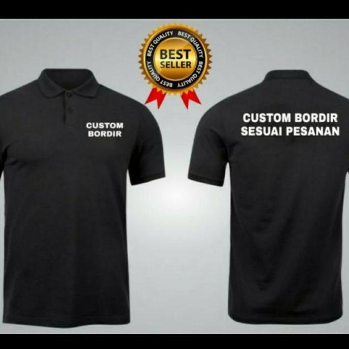 Kaos Polo Shirt Tshirt Baju Kerah Bordir Logo SATU polos Custom sablon