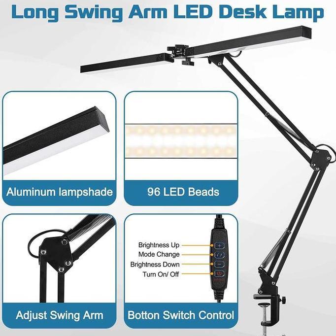 Lampu Meja Baca LED Double Head 3 Color Mode SMD 12V 24W - ZN14