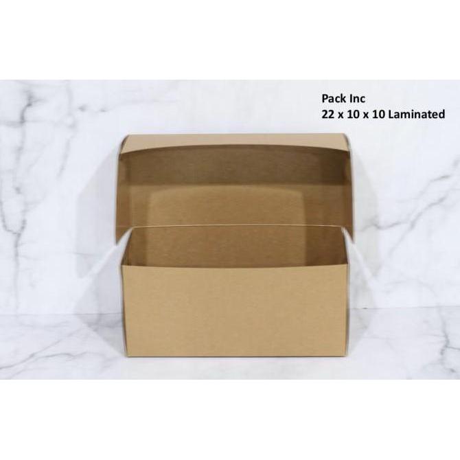 Bestone- Box Kraft Craft Dus Coklat Kue Roti 22 x 10 x 10 cm Laminasi 25 pcs