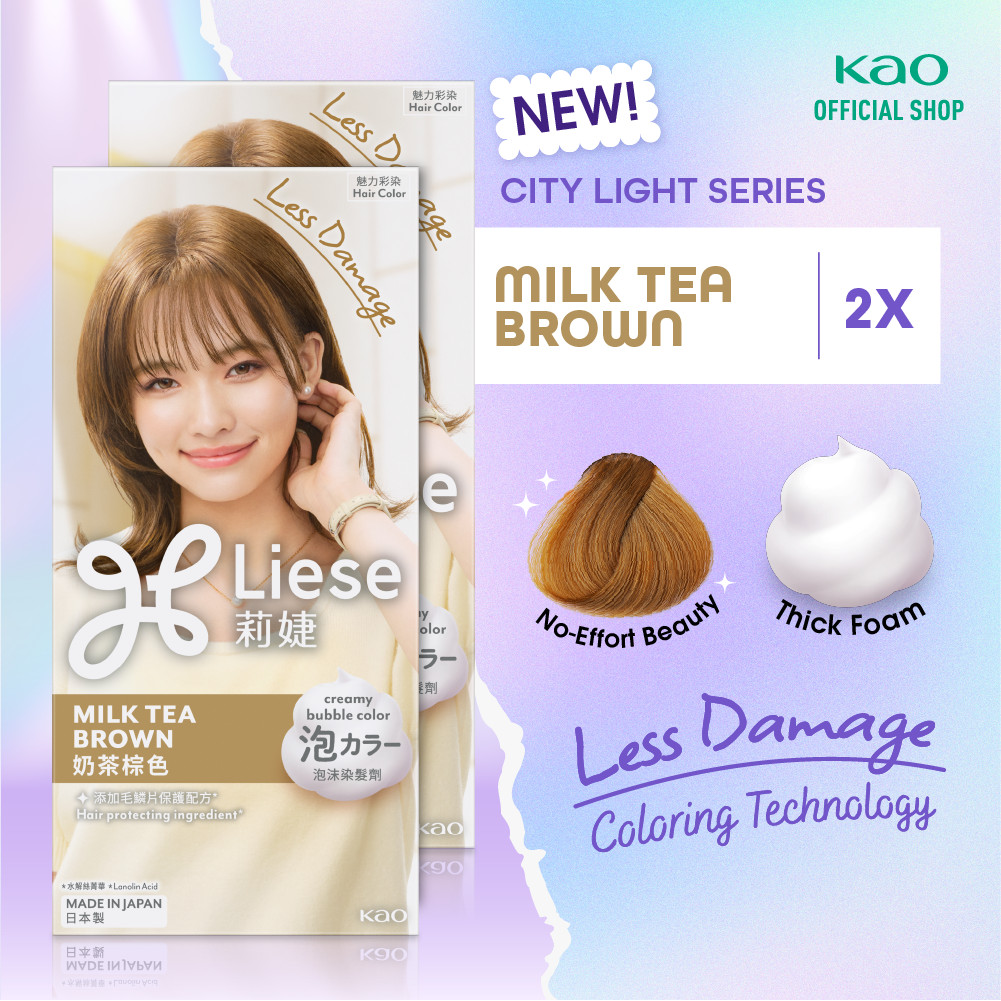 Liese Creamy Bubble Hair Color Cat Pewarna Rambut Milk Tea Brown Twinpack