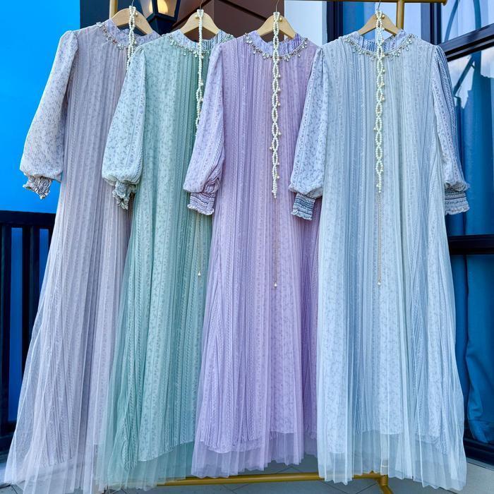 (Termurah) Ratushopping21-Jihan Dress-Ceruty Printing Gamis Wanita Muslim Fit Maxi Midi Kondangan Pe