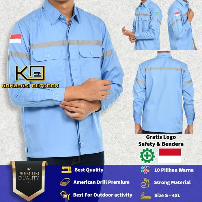 TERLARIS! BAJU KEMEJA SAFETY WEARPACK K3 OUTDOOR PREMIUM LENGAN PANJANG - Seragam Proyek Pria Kerja 