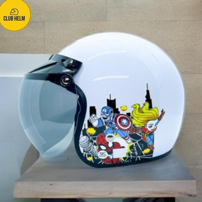 Helm Junior Cowo SNI Gambar Marvel Spiderman Ironman Anak SD Murah