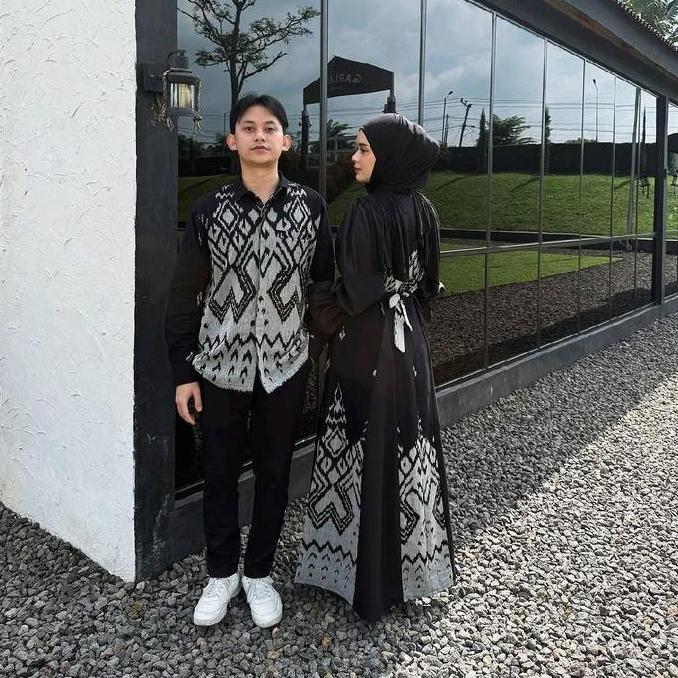 Baju Couple/Pasangan Ber 3 Kondangan Tenun Lombok Model Terbaru 2025 - Sarimbit Keluarga