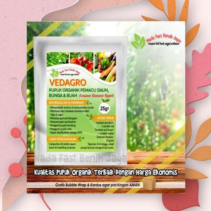 Pupuk Organik vedagro 25 Gram untuk pemacu Daun sayuran bunga dan buah berkualitas pupuk