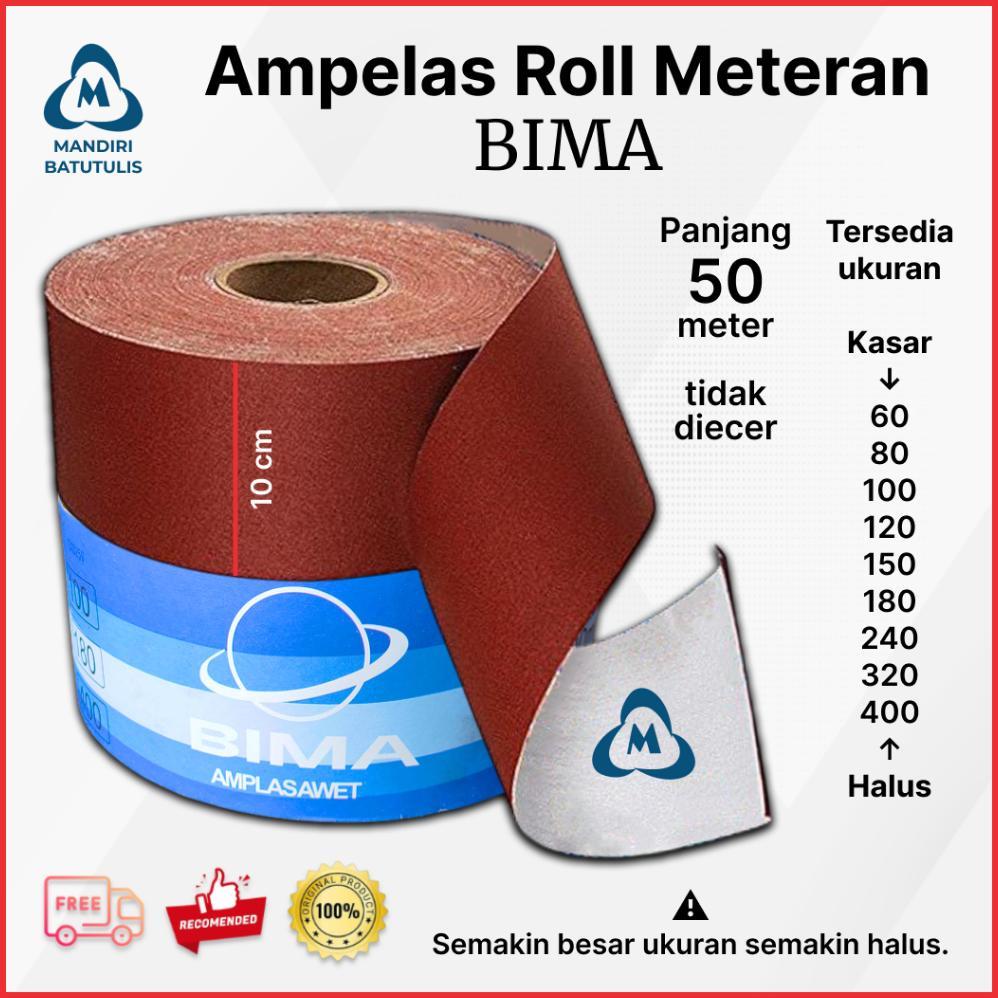 Amplas Meteran BIMA 50 meter / Amplas Roll / Ampelas tembok 50m Kasar Medium Halus 1 ROLL