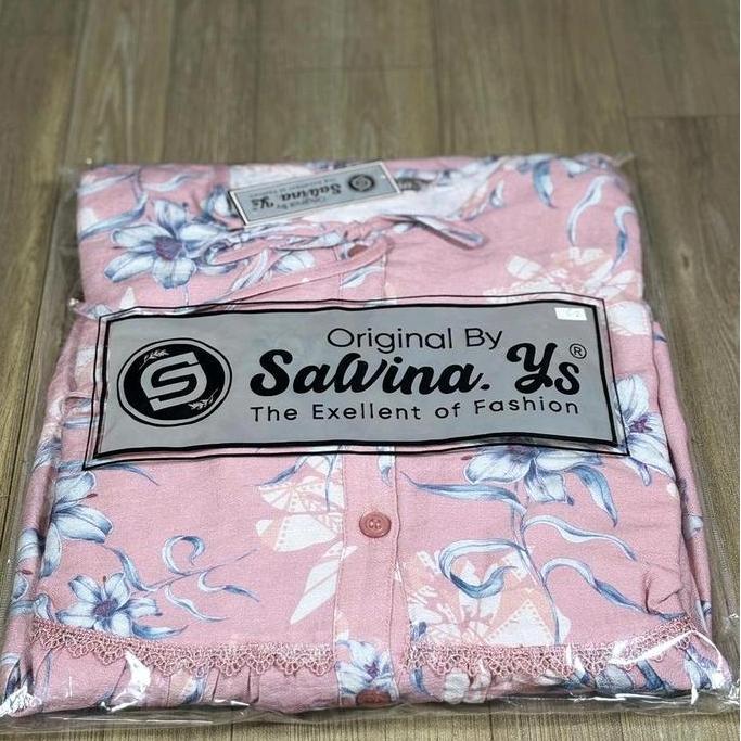 SALVINA Midi full Kancing By Bahan Crespo Printing Motif Bunga 41