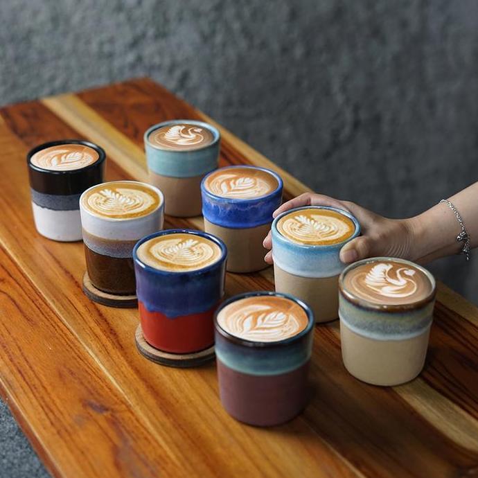 Naruna Cangkir Keramik Mug Keramik Cangkir Kopi Keramik Unhandle Gelap Kode 742