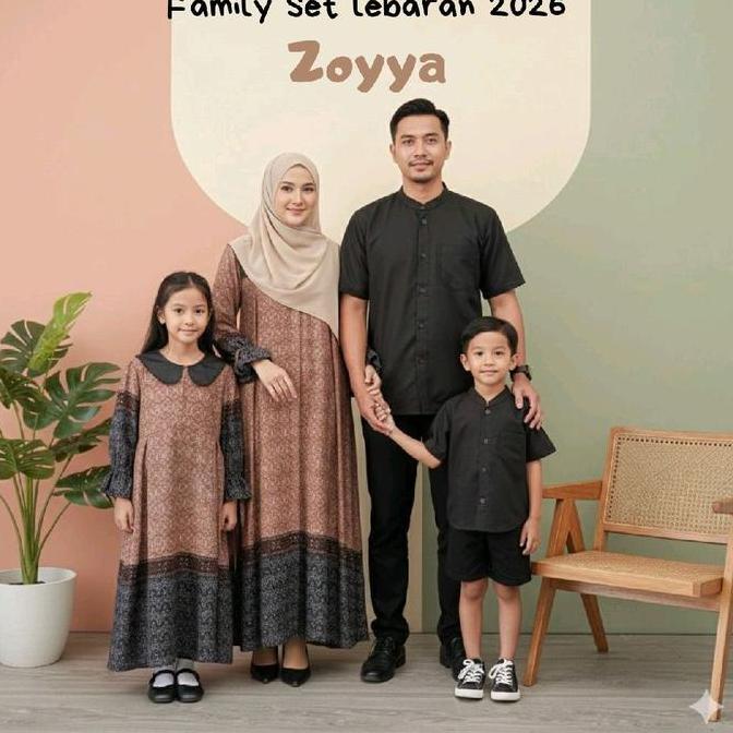 Family Set Couple Keluarga Zoyya Baju Lebaran 2026 Bahan Rayon Premium