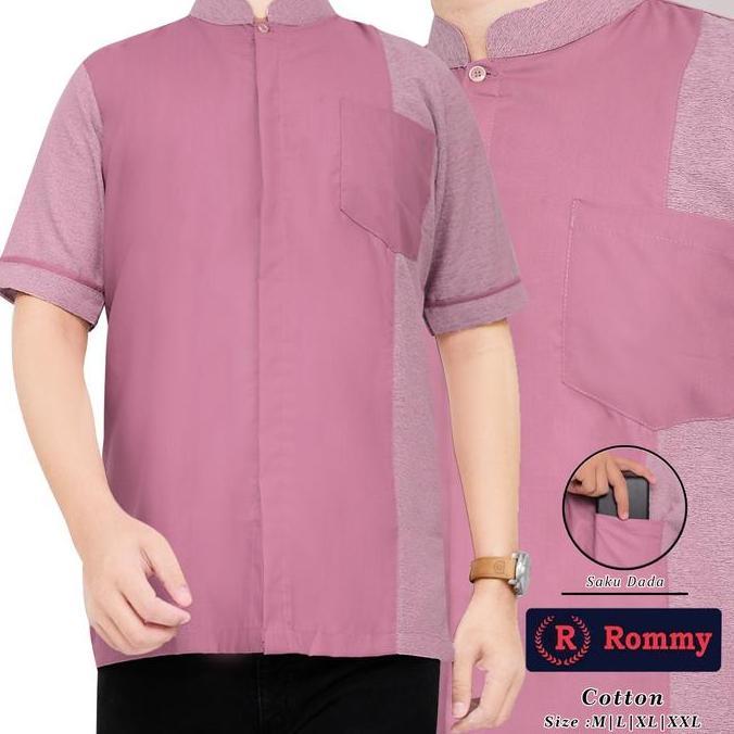 NEW BAJU KOKO MUSLIM PRIA ROMMY - PEACH PINK KOMBINASI BEST