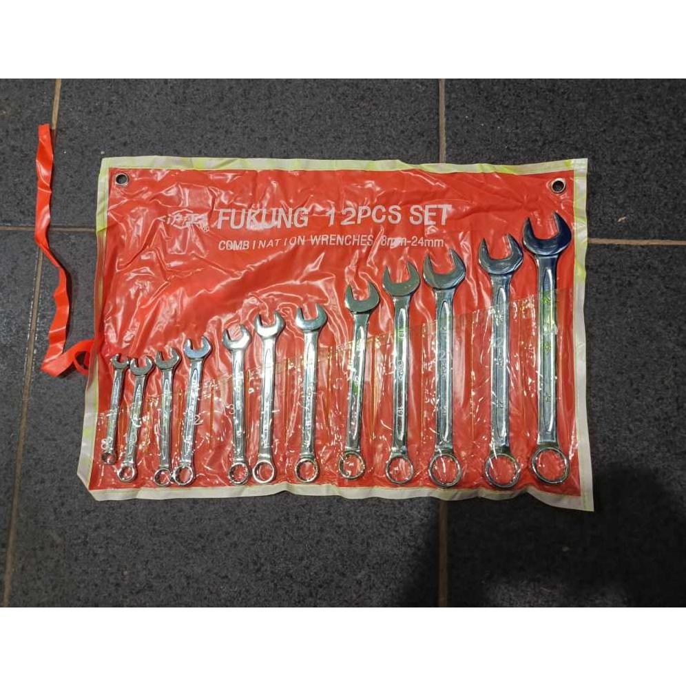 FUKUNG ASLI  Kunci Ring Pas Fukung 12pcs 8-24mm / Kunci Ring Pas Fukung Set