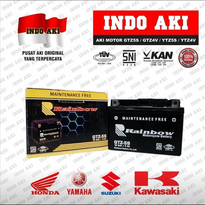 Aki Motor Murah Accu Aki Kering Motor Rainbow Gtz-5S Gtz5 Gtz5S Gtz 5S Original Dan Terpercaya