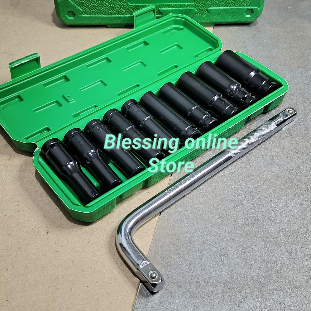 MATA KUNCI SOK 22 atau 21 mm PANJANG TEKIRO SHOCK 8-24 mm atau Impact wrench 21mm 22mm - stang kunci