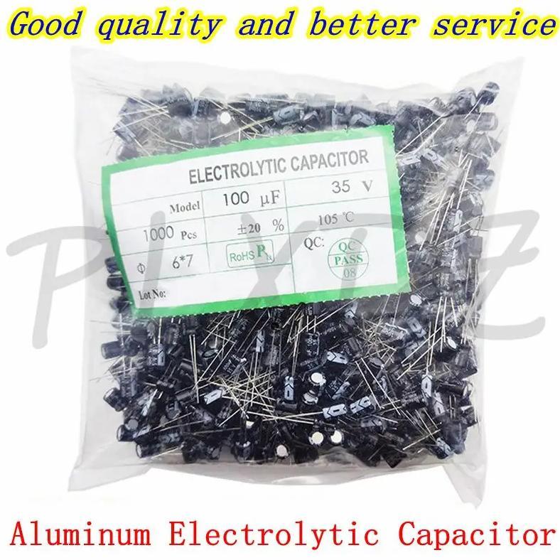 1000pcs 10V 16V 25V 35V 50V 1UF 2.2UF 3.3UF 4.7UF 6.8UF 10UF 22UF 33UF 47UF 100UF 220UF 470UF Alumin