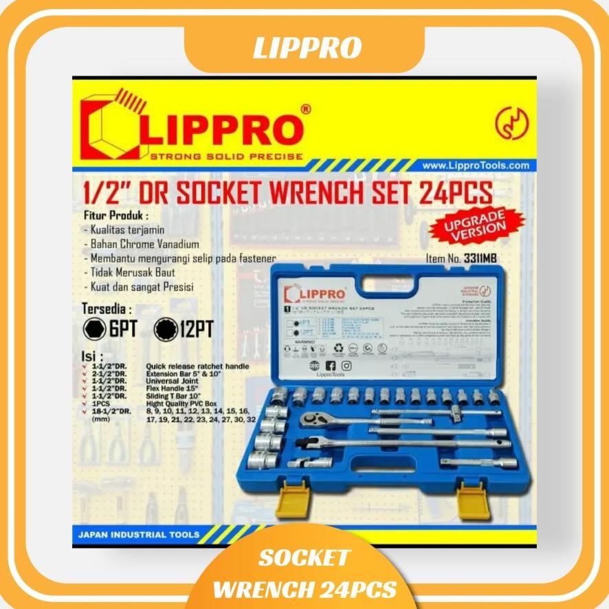 LIPPRO Kunci Sok Set 24pcs BOX PVC 6PT KUNCI SOCK SHOCK SET 8-32MM