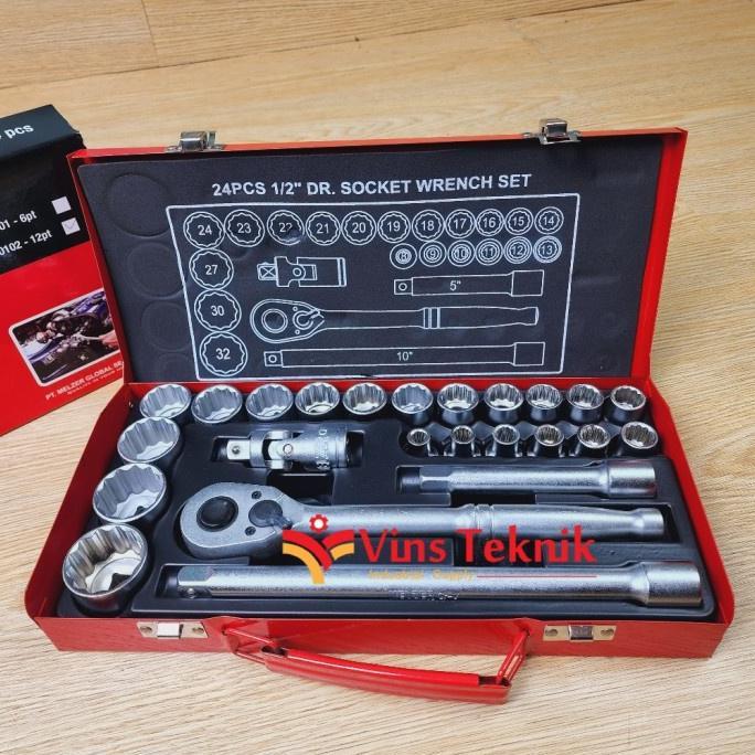 MELZER kunci sock shock kunci sok kunci socket set 8-32MM 24PCS