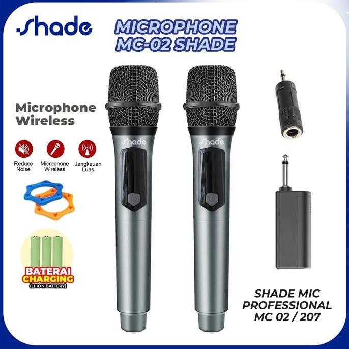 SHADE Double Mic Karaoke Wireless Microphone Suara Jernih BONUS Baterai NEW MC-02