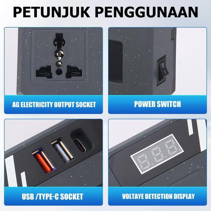 MLHY BATERAI LITIUM INVERTER 100W - 3 USB BATERAI MAKITA SOKET KONVERTER DAYA MULTIFUNGSI PENGISI DA