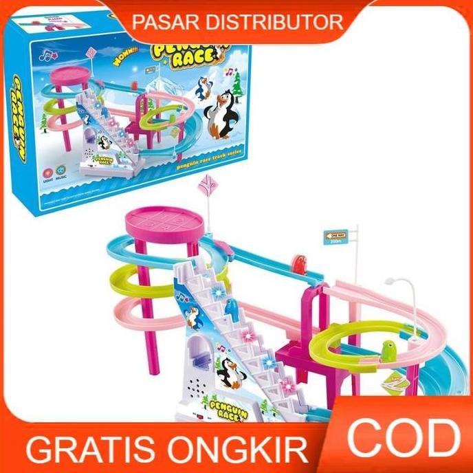 Berkualitas Mainan Anak Penguin Race Track Series Mainan Tangga Eskalator Ada Lampu Musik Edukasi An