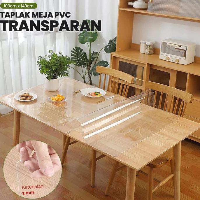 Taplak meja Plastik mika PVC Meteran Jernih Transparan Tebal 1mm / Taplak Meja Makan Plastik Bening 