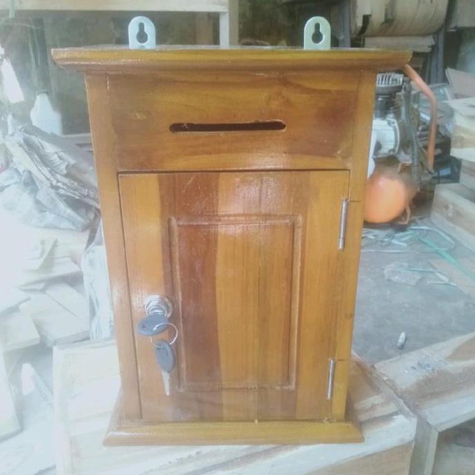 KOTAK SARAN KOTAK SURAT CELENGAN DARI KAYU JATI LUBANG DEPAN