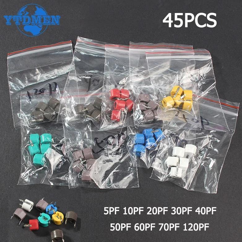 45PCS Variable Trimmer Capacitor Kit JML06 5PF 10PF 20PF 30PF 40PF 50PF 60PF 70PF 120PF Adjustable C