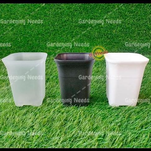 Pot Bunga / Pot Kotak 8 Cm / Pot Nkt Juoss Hitam Putih (Lusinan)