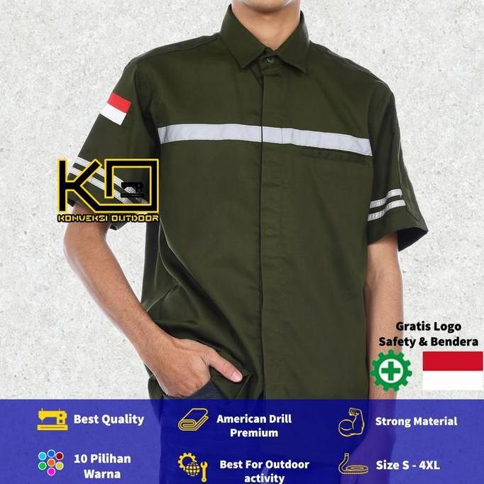 BAJU KEMEJA SAFETY WEARPACK K3 OUTDOOR PREMIUM LENGAN PENDEK Seragam Proyek Keren Pria Kerja Lapanga