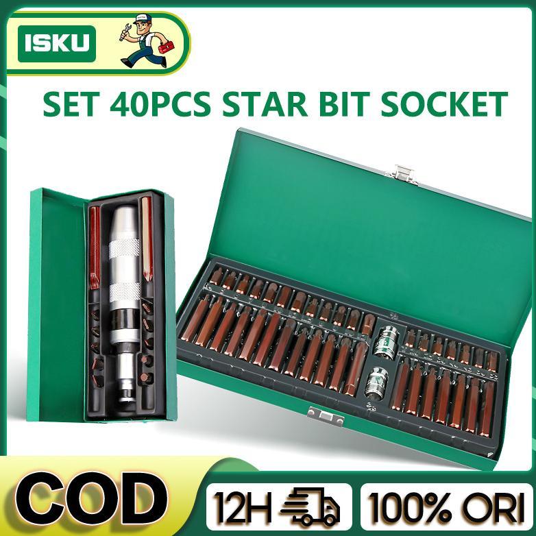 ISKU Mata Sok Bintang 40pcs S2 Star Hex Bit Set/Obeng Ketok Set 13pcs Obeng Set S2 Drill bit