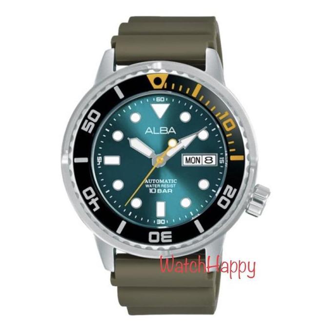 WatchHappy AL4249X1 AL4249 Men Automatic Rubber Green Army ORIGINAL