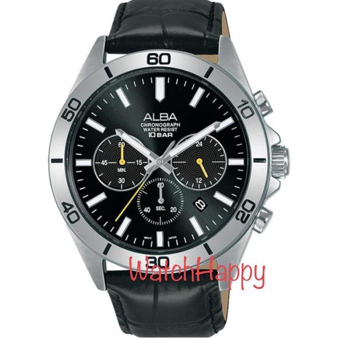 WatchHappy Alba AT3H33X1 Men Leather Black Band Sport AT3H33 Original