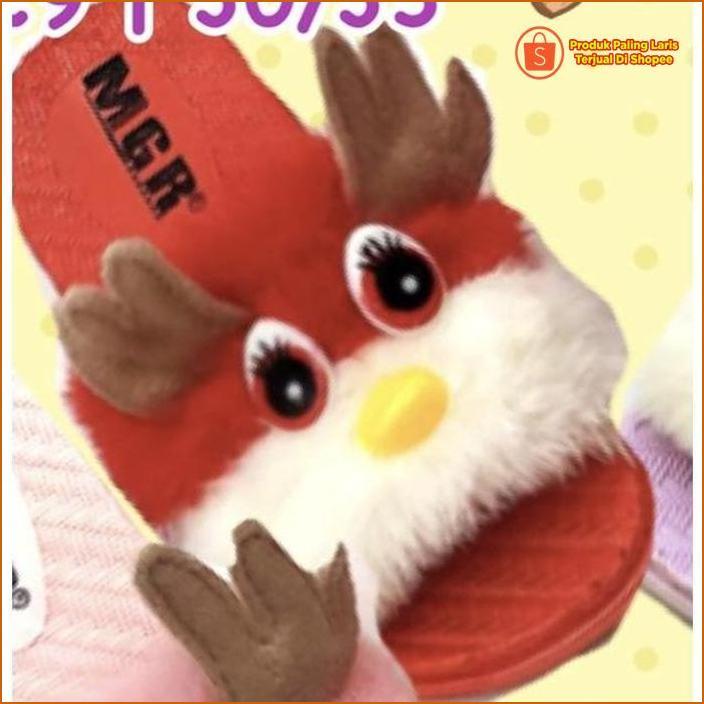Sandal Slop Bulu Rusa Reindeer Anak Remaja Lucu Imut Cute Cantik Mgr Morego Mokaya Balance / Size 24
