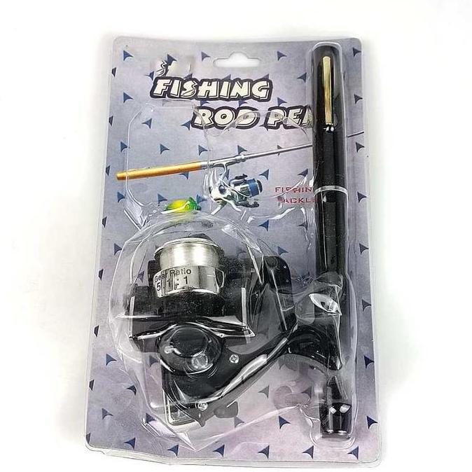Joran Pancing Pena Pen Reel Mini Set Pancingan Pulpen Portable 1.5M