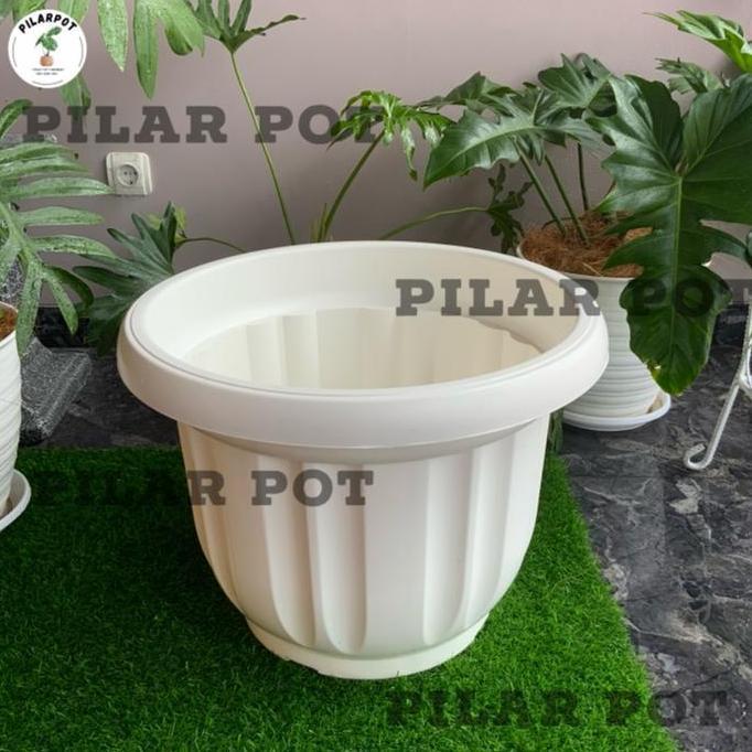 Pot Bunga Tanaman Plastik Putih 50Cm - Jumbo Putih
