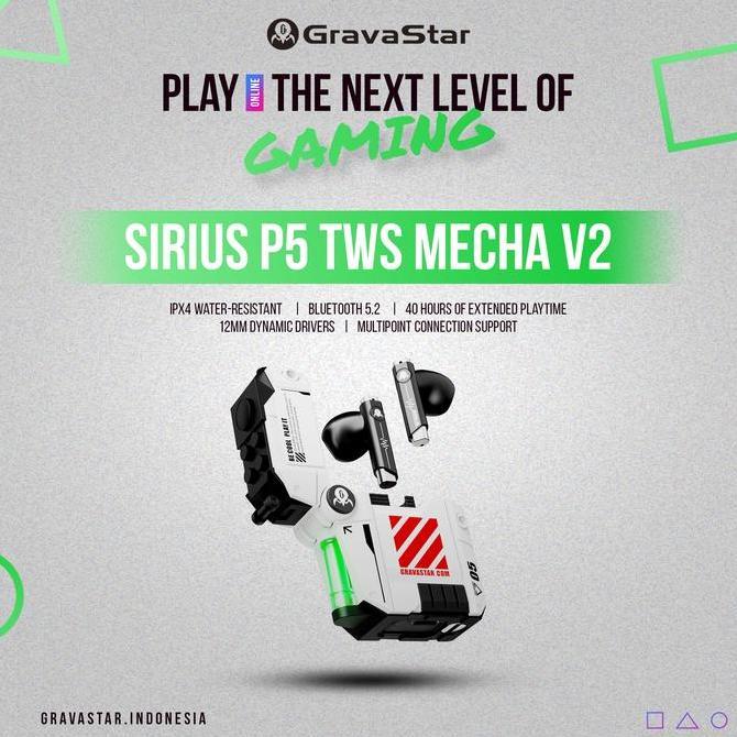 Promo GravaStar Sirius P5 TWS Earbuds Defense Mecha V2 White Wireless Bluetooth Headset Earphone Dis