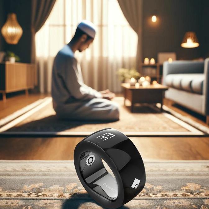 perfa_keni - cincin dzikir digital equantu sq668 smart tasbih ring stainless steel, lcd display, ala