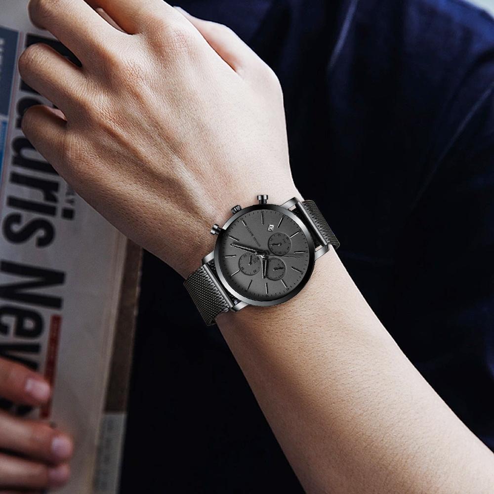 Hannah Martin Jam Tangan Pria 100% Original Tahan Air Cowok Kronograf Quartz Analog Laki 109W