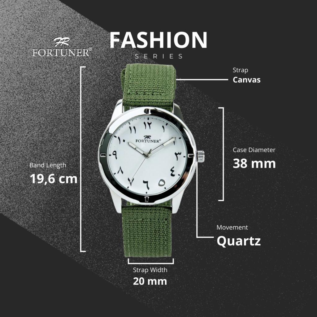 Fortuner Jam Tangan Pria Analog Angka Arab Tahan Air Kanvas Eman